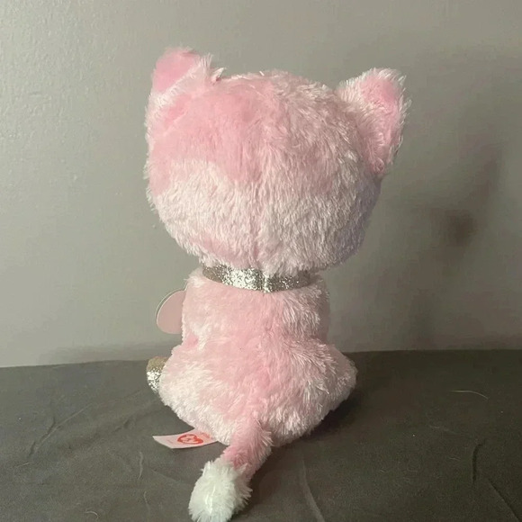 Ty The Beanie Boo Collection Fiona The Pink Cat Plush Stuffed Animal 6" - Picture 2 of 3